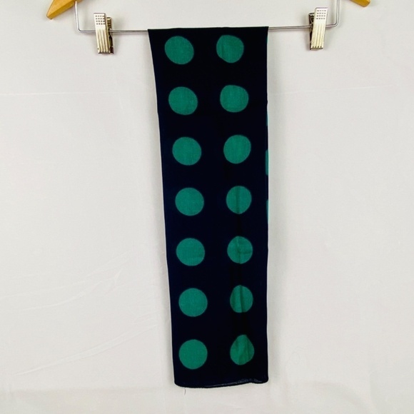 Symphony Scarfs Green, Navy blue 30” Square Scarf Rayon Polka Dot Italy made - Picture 3 of 6